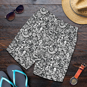 Cartoon Mechanic Pattern Print Men's Shorts