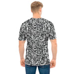 Cartoon Mechanic Pattern Print Men's T-Shirt