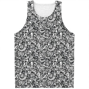 Cartoon Mechanic Pattern Print Men's Tank Top