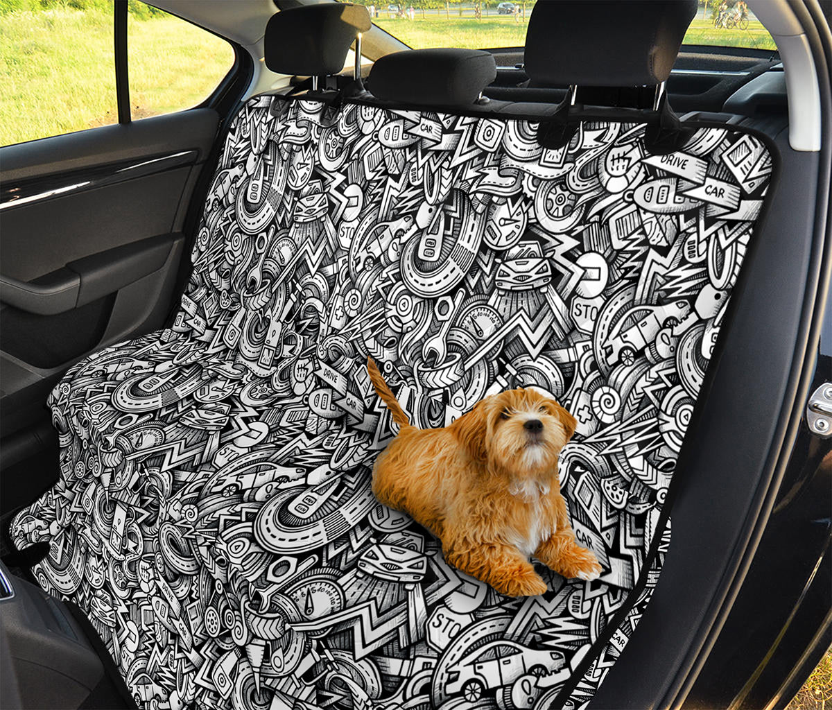 Cartoon Mechanic Pattern Print Pet Car Back Seat Cover