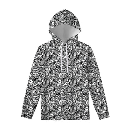 Cartoon Mechanic Pattern Print Pullover Hoodie