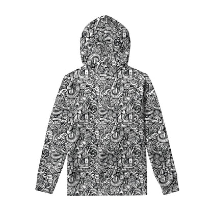 Cartoon Mechanic Pattern Print Pullover Hoodie