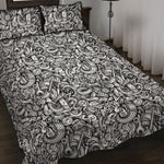 Cartoon Mechanic Pattern Print Quilt Bed Set