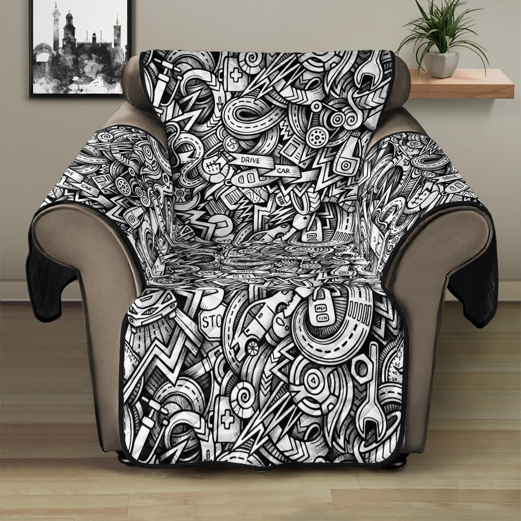 Cartoon Mechanic Pattern Print Recliner Protector