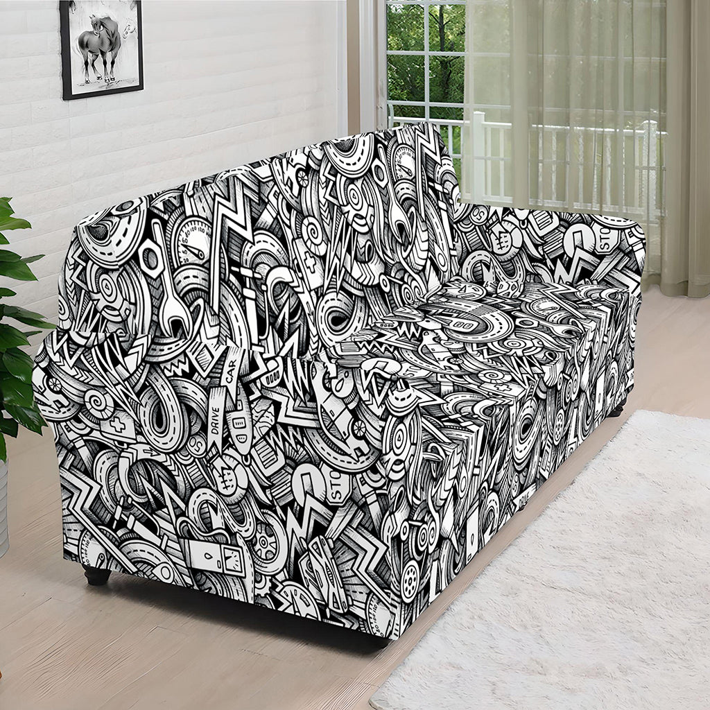 Cartoon Mechanic Pattern Print Sofa Cover