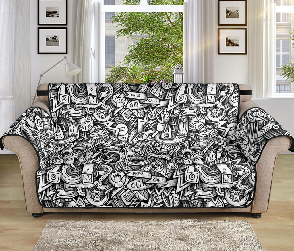 Cartoon Mechanic Pattern Print Sofa Protector