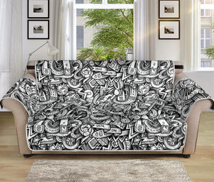 Cartoon Mechanic Pattern Print Sofa Protector