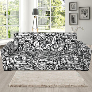 Cartoon Mechanic Pattern Print Sofa Slipcover