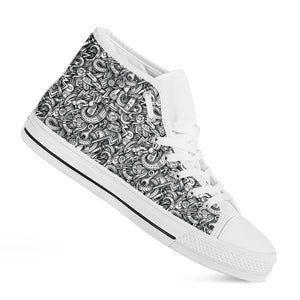 Cartoon Mechanic Pattern Print White High Top Shoes