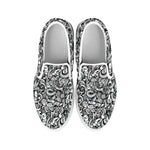 Cartoon Mechanic Pattern Print White Slip On Shoes