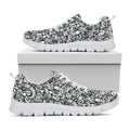 Cartoon Mechanic Pattern Print White Running Shoes