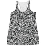 Cartoon Mechanic Pattern Print Women's Racerback Tank Top