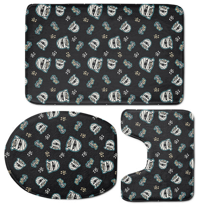 Cartoon Mummy Pattern Print 3 Piece Bath Mat Set
