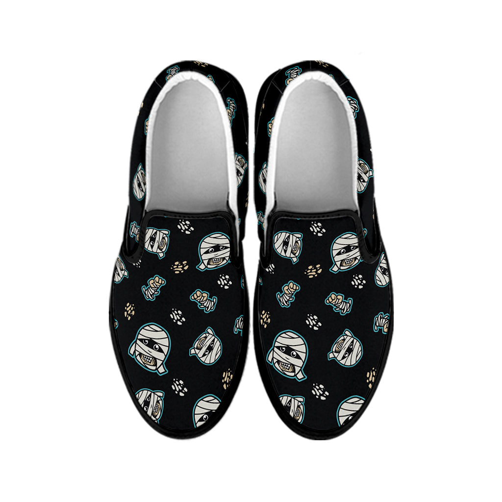 Cartoon Mummy Pattern Print Black Slip On Shoes