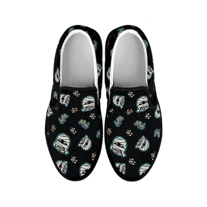 Cartoon Mummy Pattern Print Black Slip On Shoes
