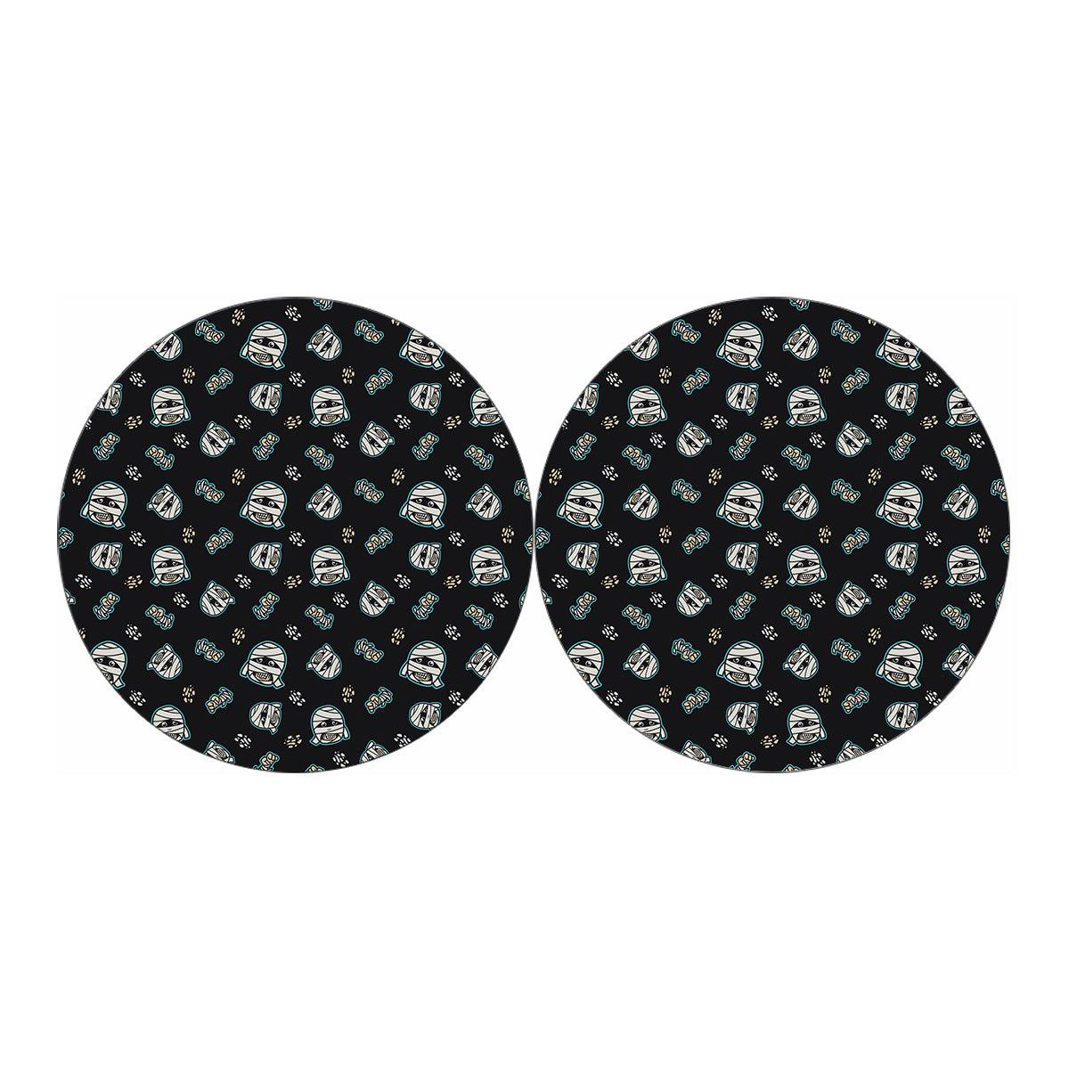 Cartoon Mummy Pattern Print Car Coasters