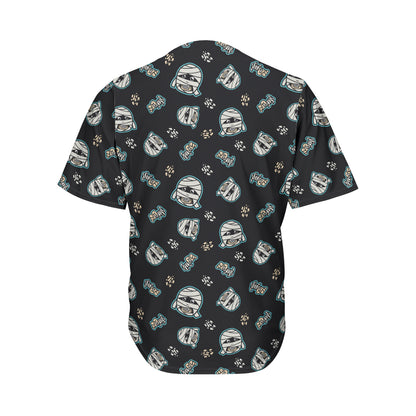 Cartoon Mummy Pattern Print Men's Baseball Jersey