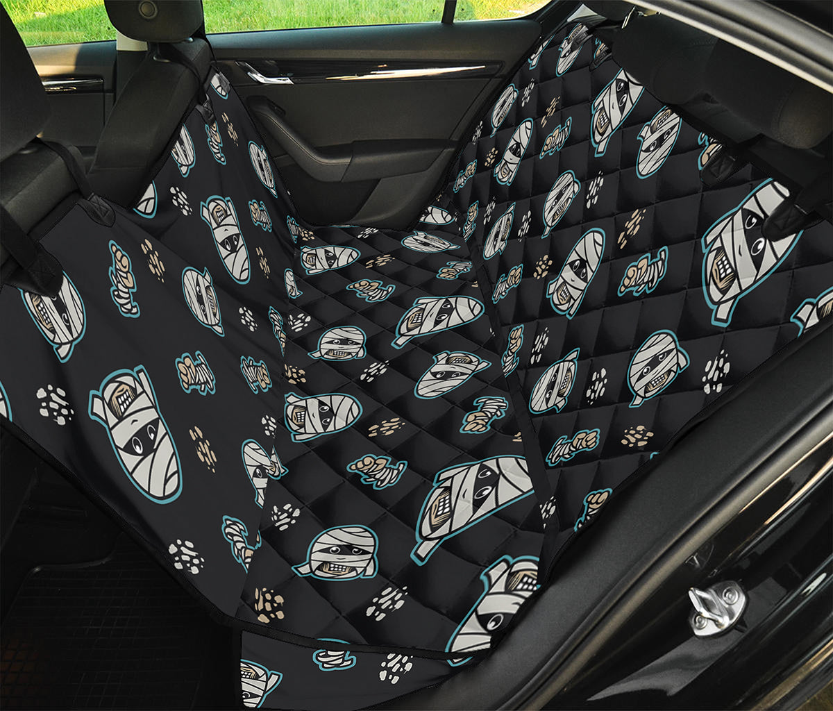 Cartoon Mummy Pattern Print Pet Car Back Seat Cover