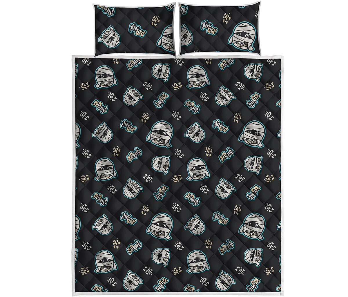 Cartoon Mummy Pattern Print Quilt Bed Set