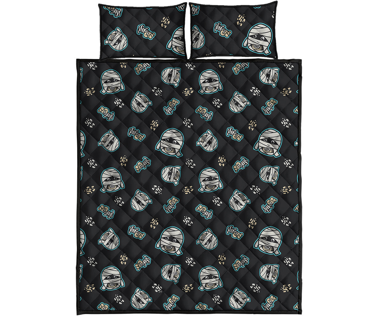 Cartoon Mummy Pattern Print Quilt Bed Set