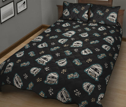 Cartoon Mummy Pattern Print Quilt Bed Set
