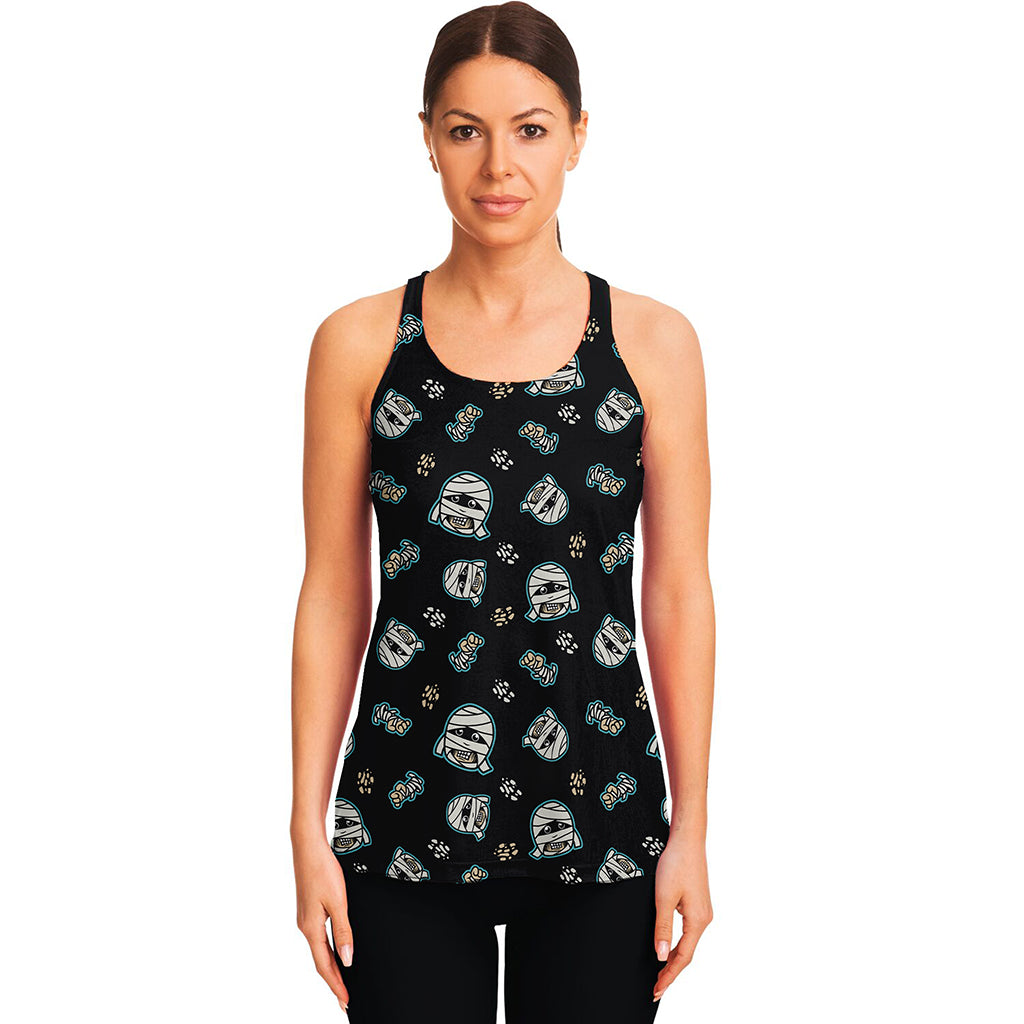 Cartoon Mummy Pattern Print Women's Racerback Tank Top