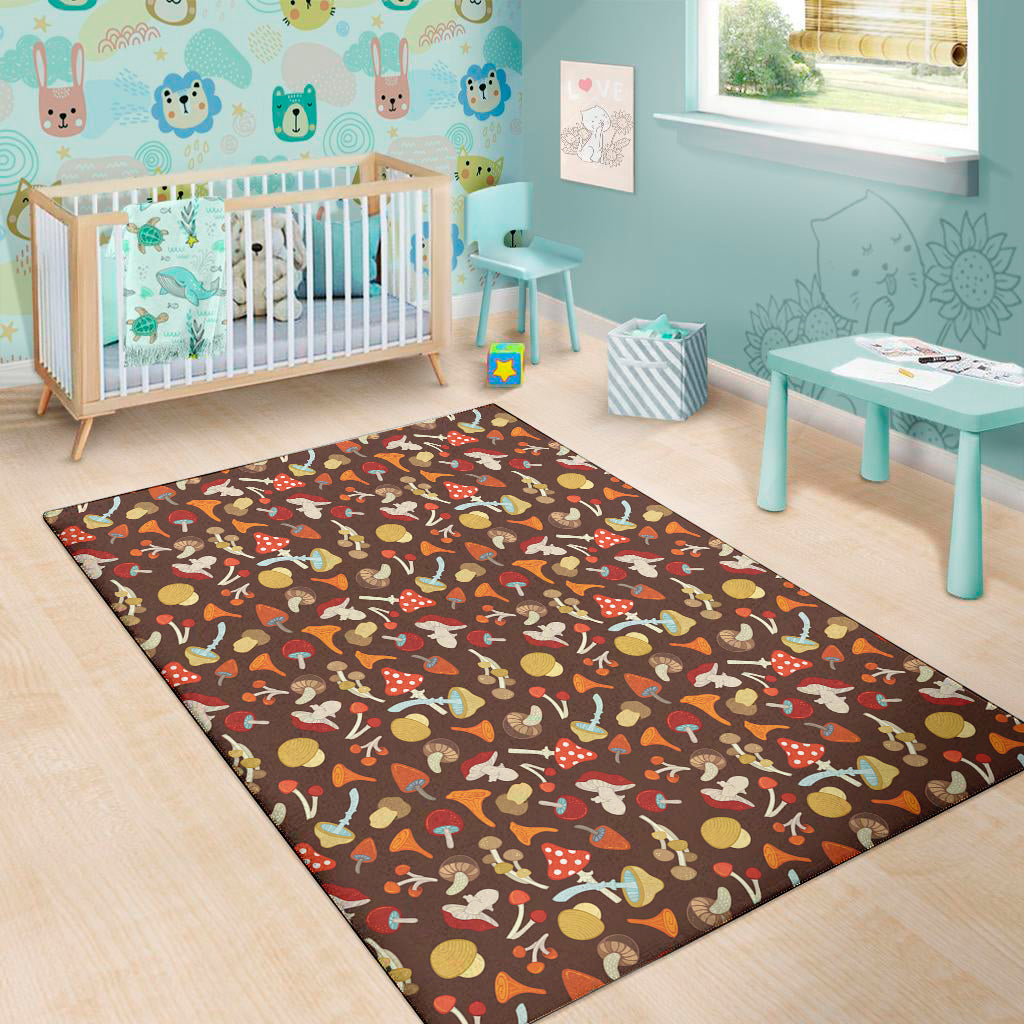 Cartoon Mushroom Pattern Print Area Rug