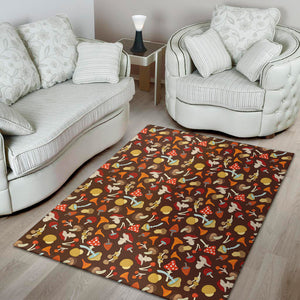 Cartoon Mushroom Pattern Print Area Rug