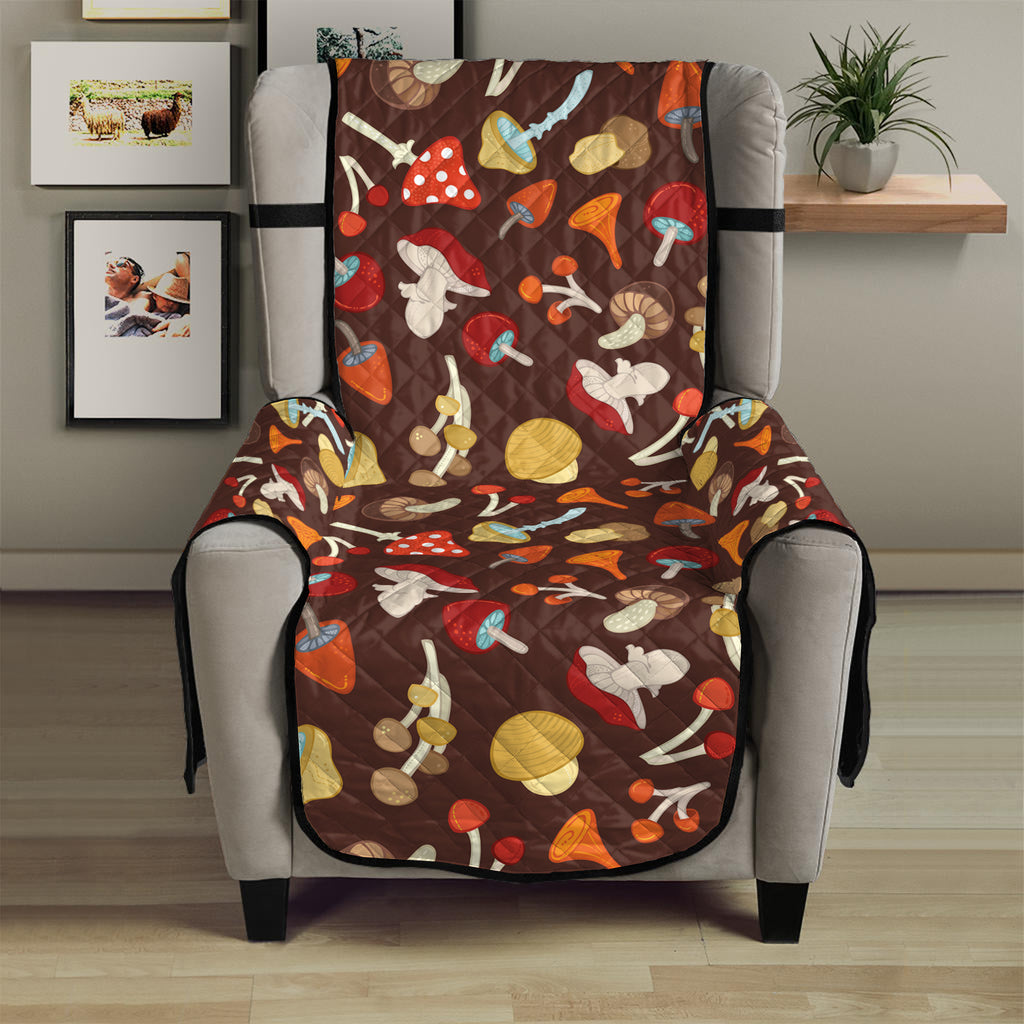 Cartoon Mushroom Pattern Print Armchair Protector