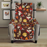 Cartoon Mushroom Pattern Print Armchair Protector