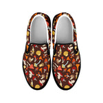 Cartoon Mushroom Pattern Print Black Slip On Shoes