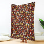 Cartoon Mushroom Pattern Print Blanket