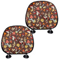 Cartoon Mushroom Pattern Print Car Headrest Covers