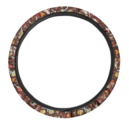 Cartoon Mushroom Pattern Print Car Steering Wheel Cover