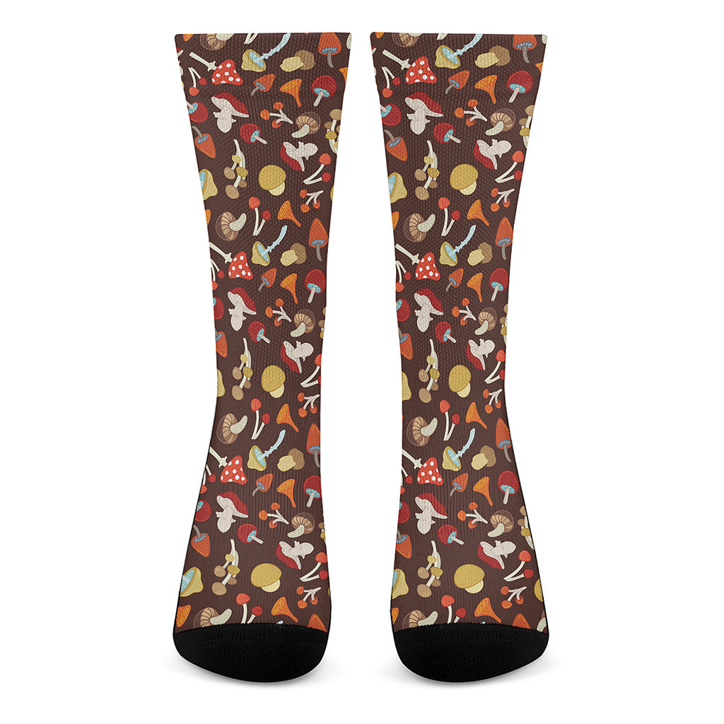 Cartoon Mushroom Pattern Print Crew Socks