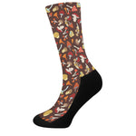 Cartoon Mushroom Pattern Print Crew Socks