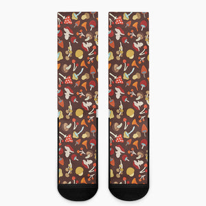 Cartoon Mushroom Pattern Print Crew Socks