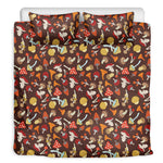 Cartoon Mushroom Pattern Print Duvet Cover Bedding Set