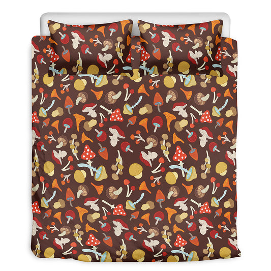 Cartoon Mushroom Pattern Print Duvet Cover Bedding Set