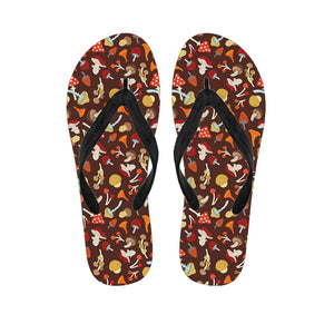 Cartoon Mushroom Pattern Print Flip Flops