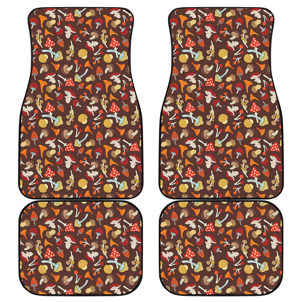 Cartoon Mushroom Pattern Print Front and Back Car Floor Mats