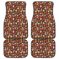 Cartoon Mushroom Pattern Print Front and Back Car Floor Mats