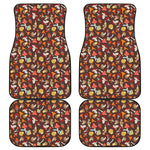 Cartoon Mushroom Pattern Print Front and Back Car Floor Mats