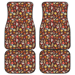 Cartoon Mushroom Pattern Print Front and Back Car Floor Mats