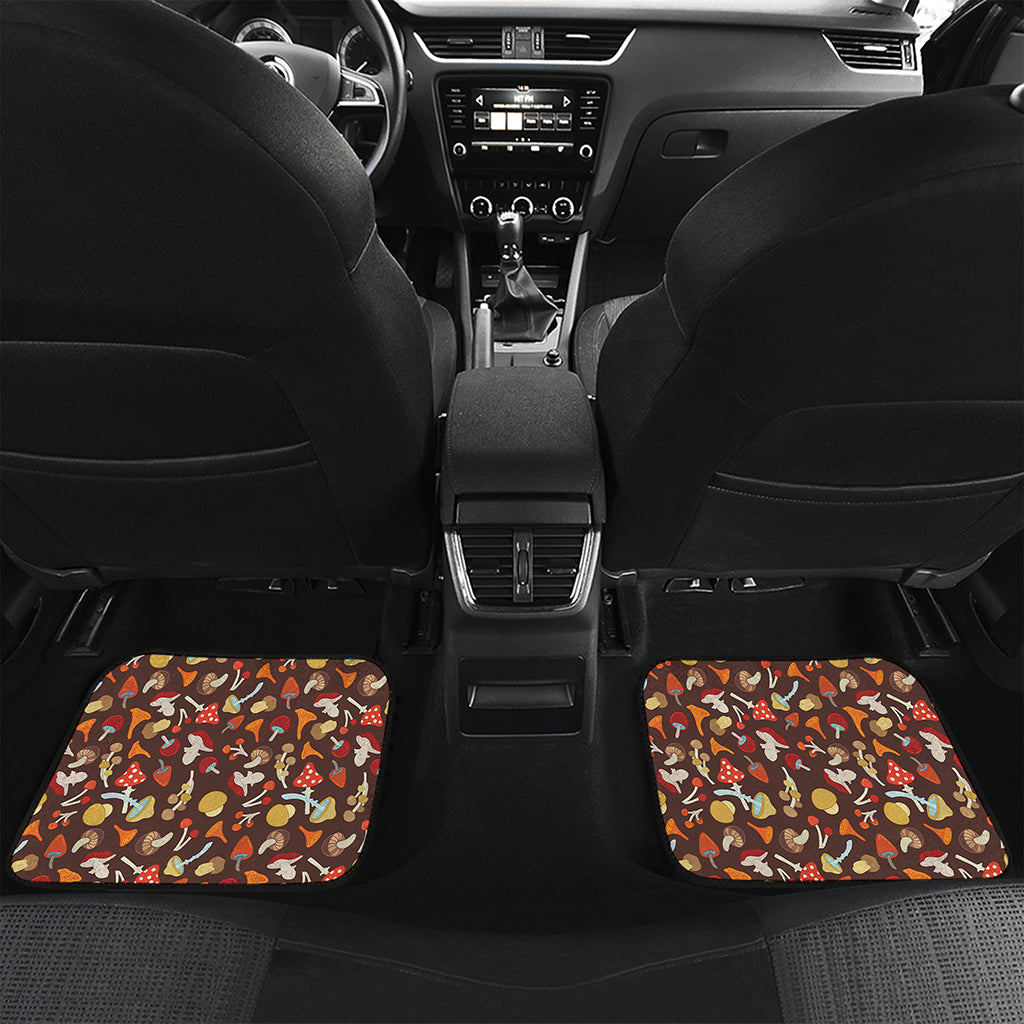 Cartoon Mushroom Pattern Print Front and Back Car Floor Mats