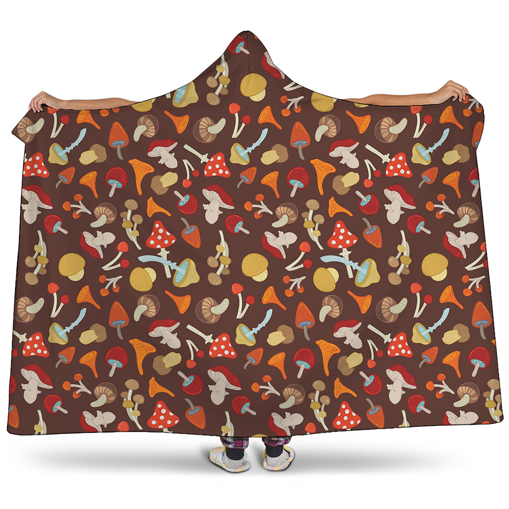 Cartoon Mushroom Pattern Print Hooded Blanket