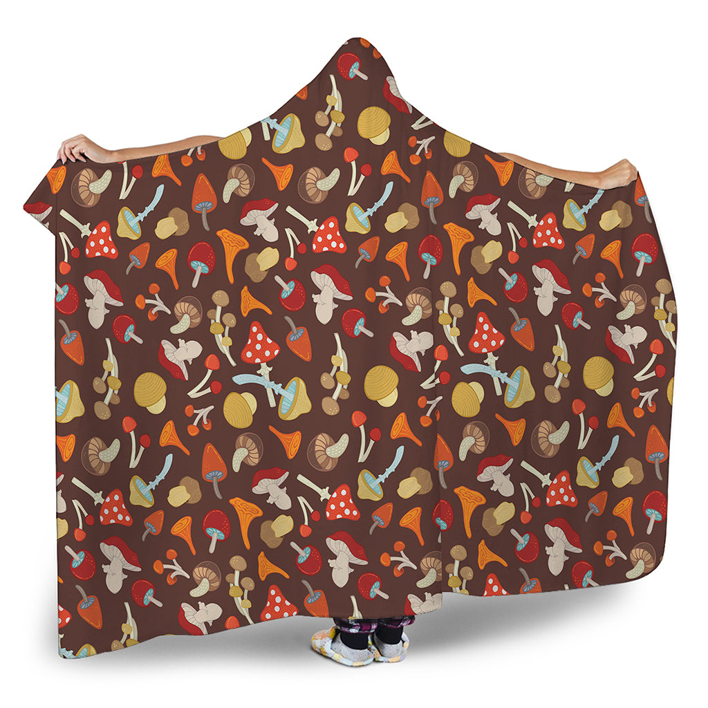 Cartoon Mushroom Pattern Print Hooded Blanket