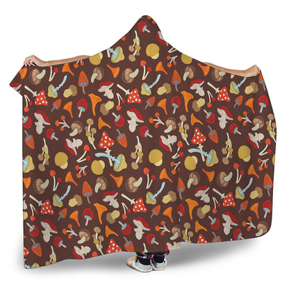 Cartoon Mushroom Pattern Print Hooded Blanket