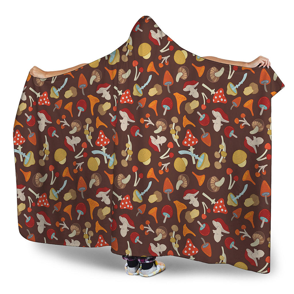 Cartoon Mushroom Pattern Print Hooded Blanket