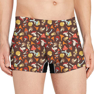 Cartoon Mushroom Pattern Print Men's Boxer Briefs